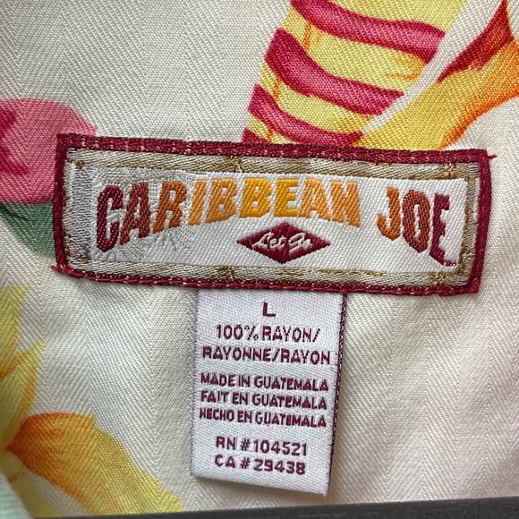 Caribbean Joe Womens Size Large Multicolor Floral Short Sleeve Button-Up Shirt - Picture 4 of 12